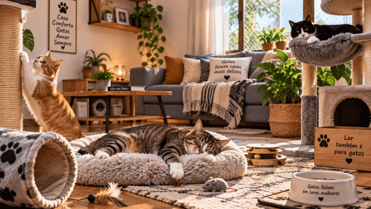 casa é confortável para o gato