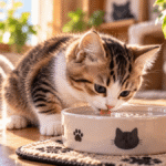 gato está bebendo mais água