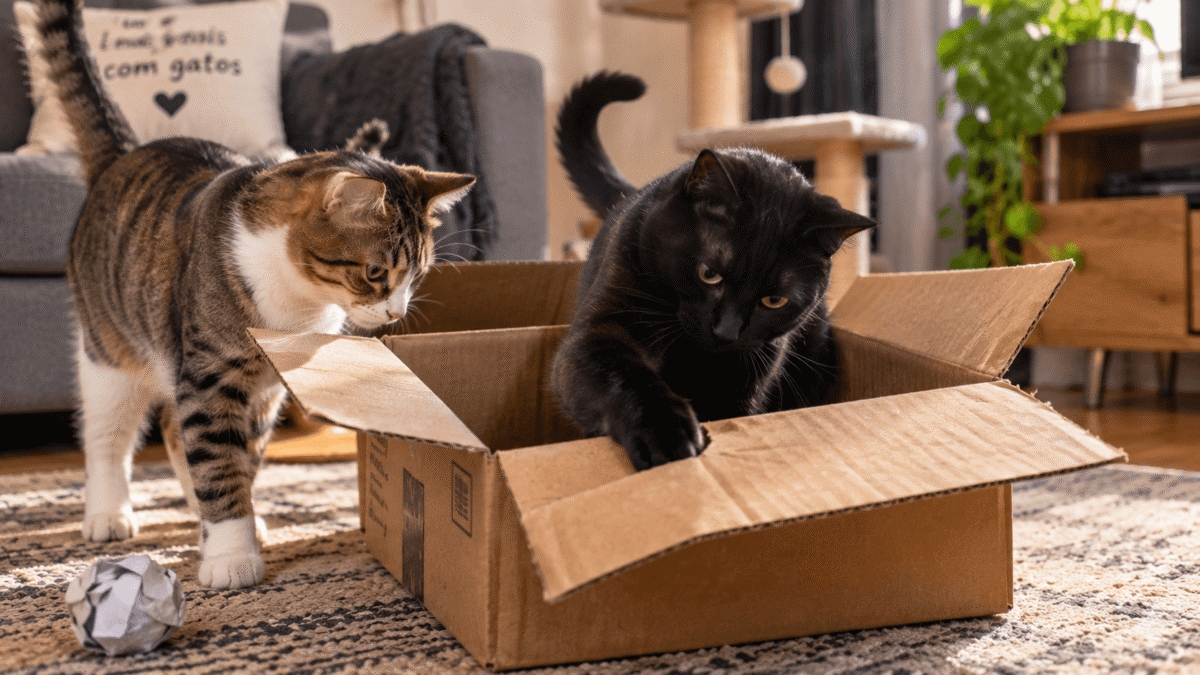 gatos amam caixas de papelão