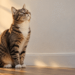 gatos ficam olhando fixamente para a parede