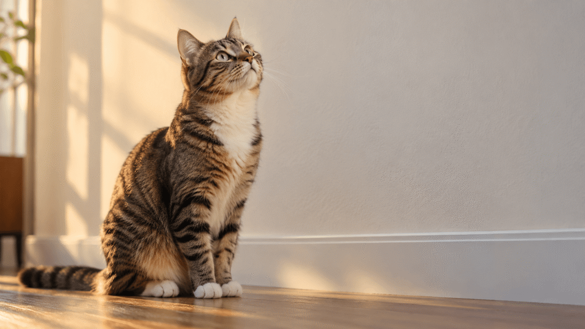 gatos ficam olhando fixamente para a parede