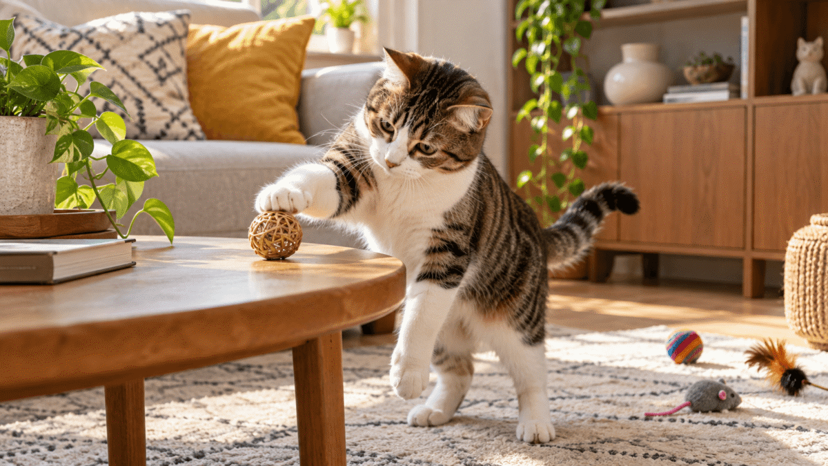 gato derruba objetos de propósito