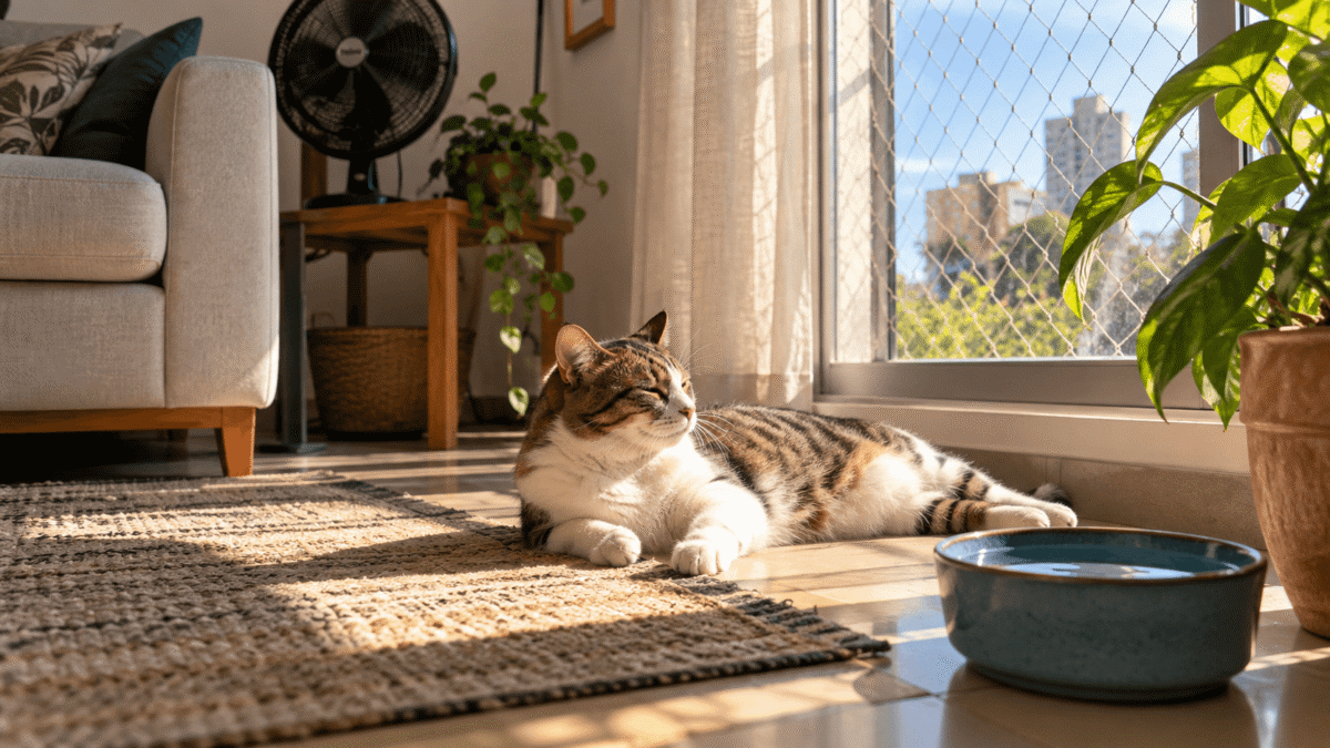 gato procura lugares quentes